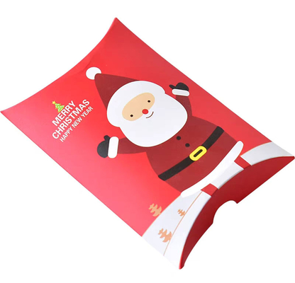 شكل وسادة هدية عيد الميلاد علب حلوى سانتا هدية مربع 250gsm بطاقة بيضاء